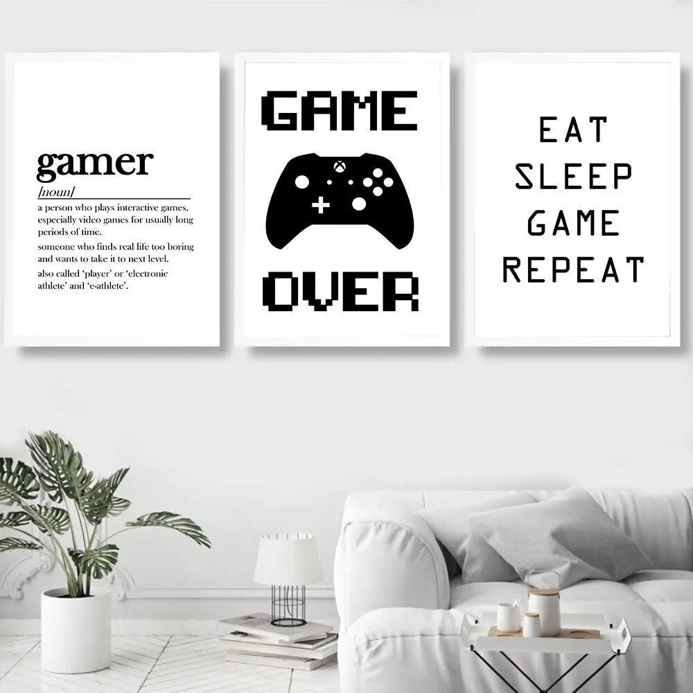 Poster Gamer Zitate Sprüche mit Gamepad als Deko Print ohne Rahmen-1