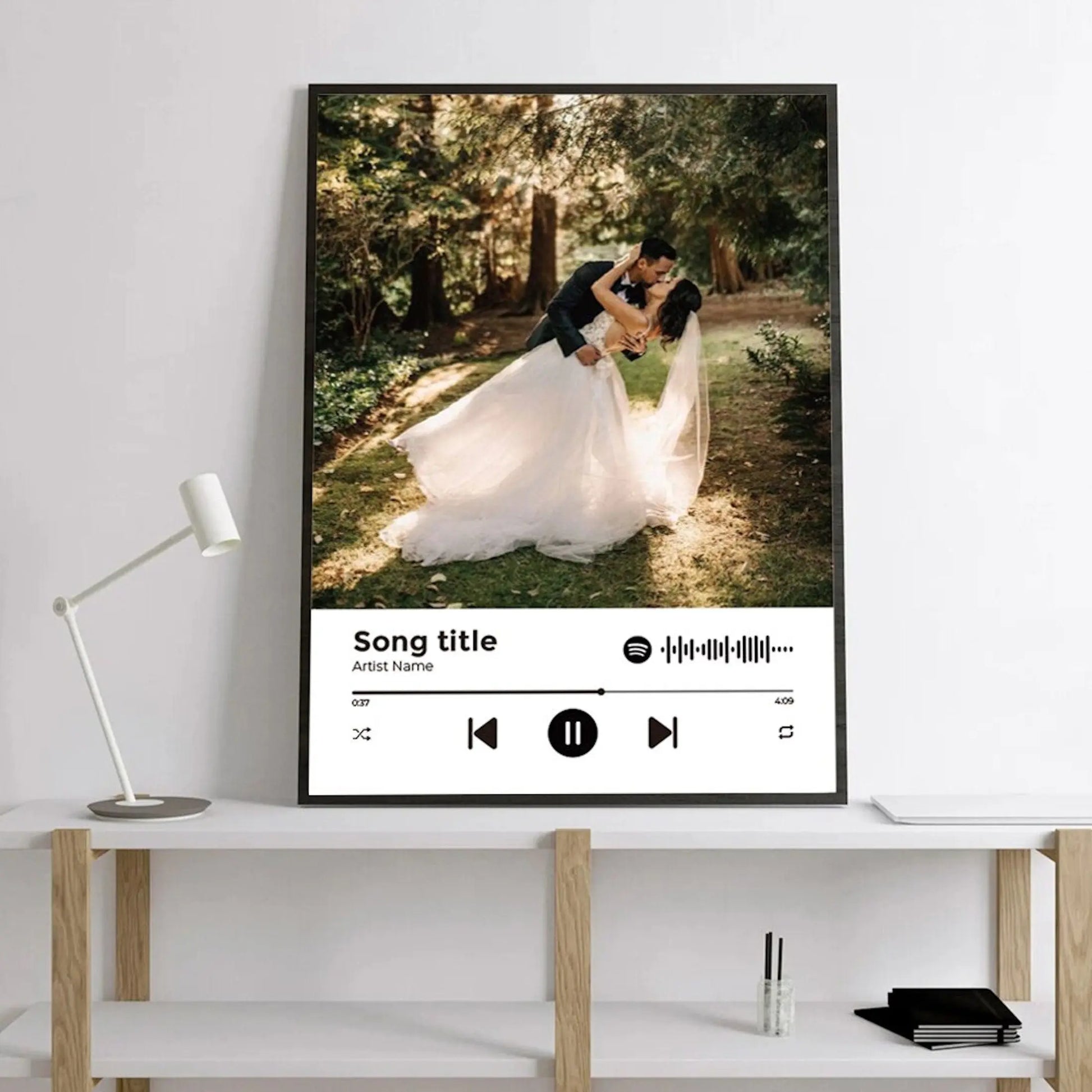 Poster Hochzeitsfoto Personalisiert mit Wunsch Motiv als Coverbild Künstlertitel und Songtitel als Deko Print ohne Rahmen-3