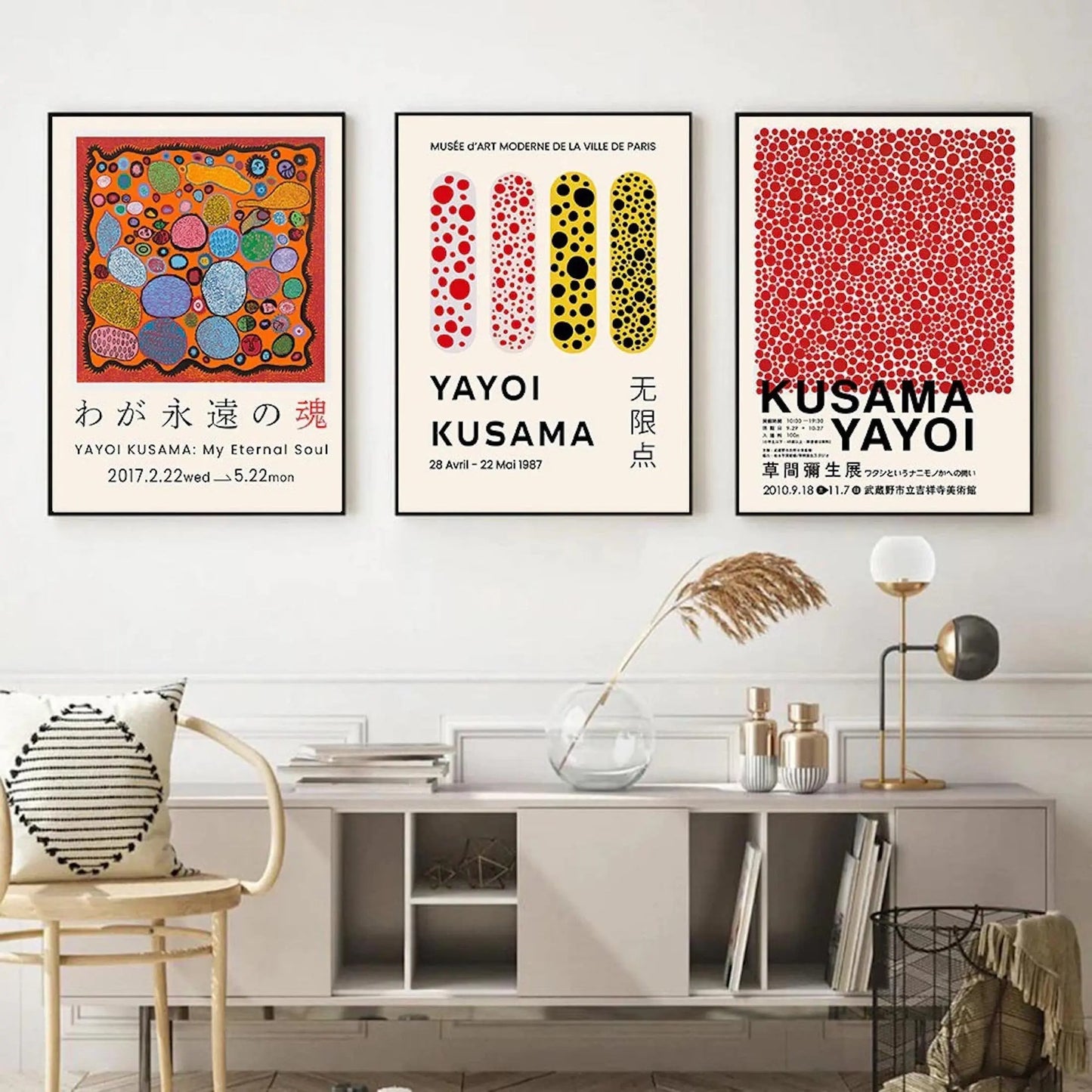 Poster Japan Tokio Yayoi Kusama Kürbis | Bilder Wohnzimmer | Wandbilder Schlafzimmer | Deko Print ohne Rahmen | Bilder Set Kunstdruck-1