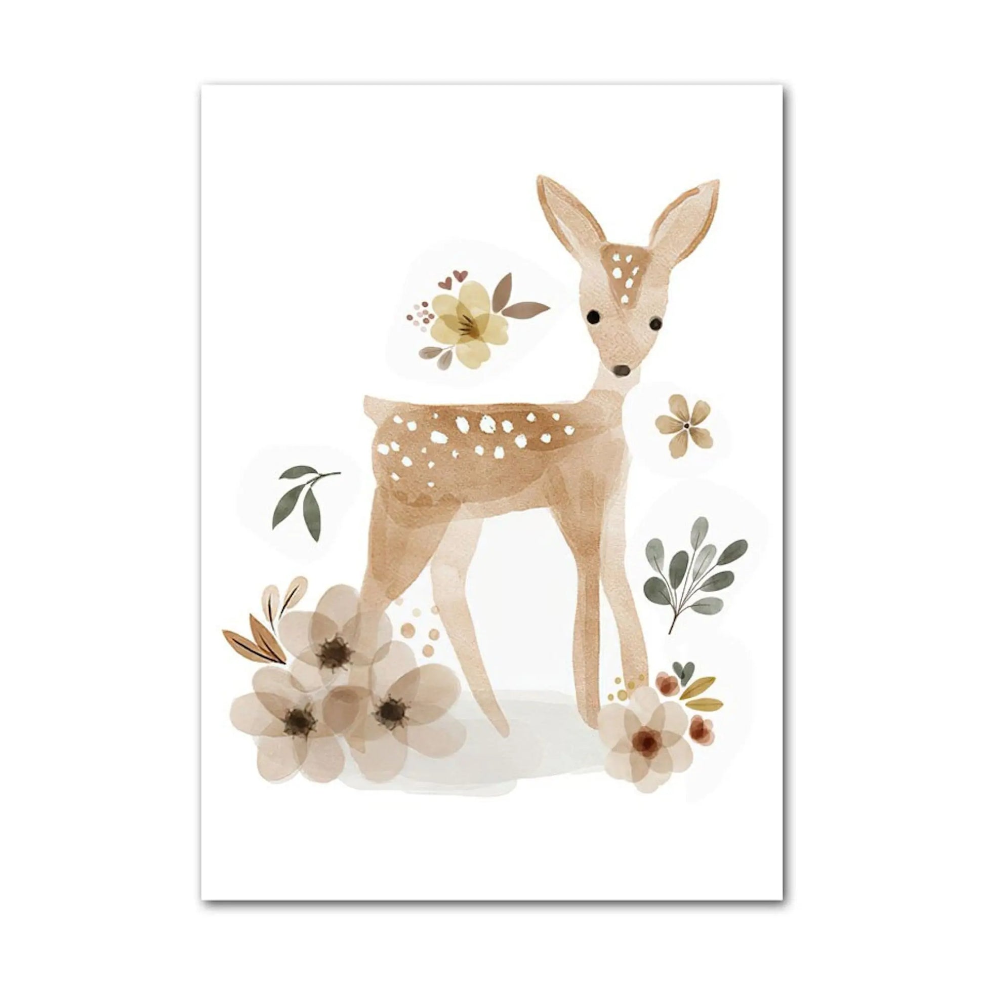 Poster Kinder Tiere Reh Eichhörnchen Fuchs Faultier und Schmetterlinge im Boho Stil als Deko Print ohne Rahmen-1