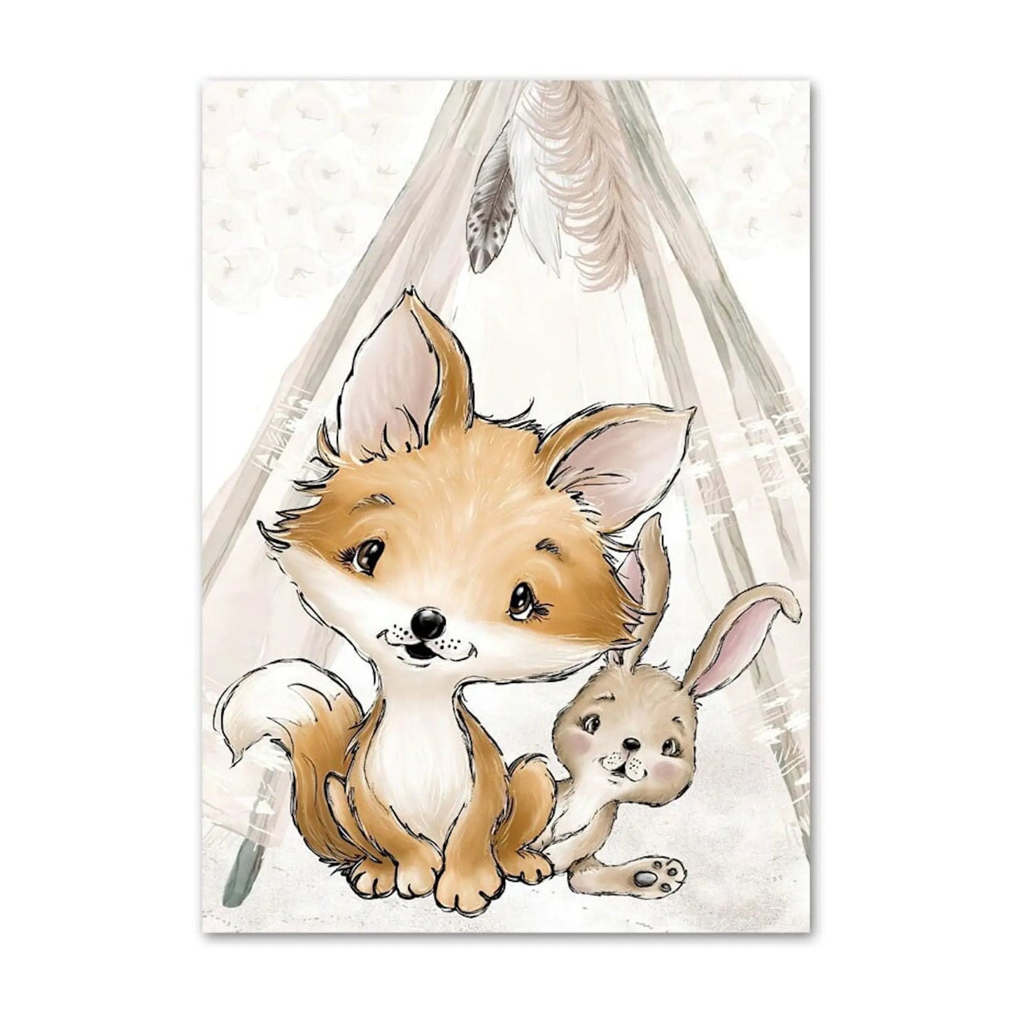 Poster Kinderzimmer Bilder Tiere Bär Reh Fuchs Hase und Spruch sei Frech wild und wunderbar als Deko Print ohne Rahmen-6