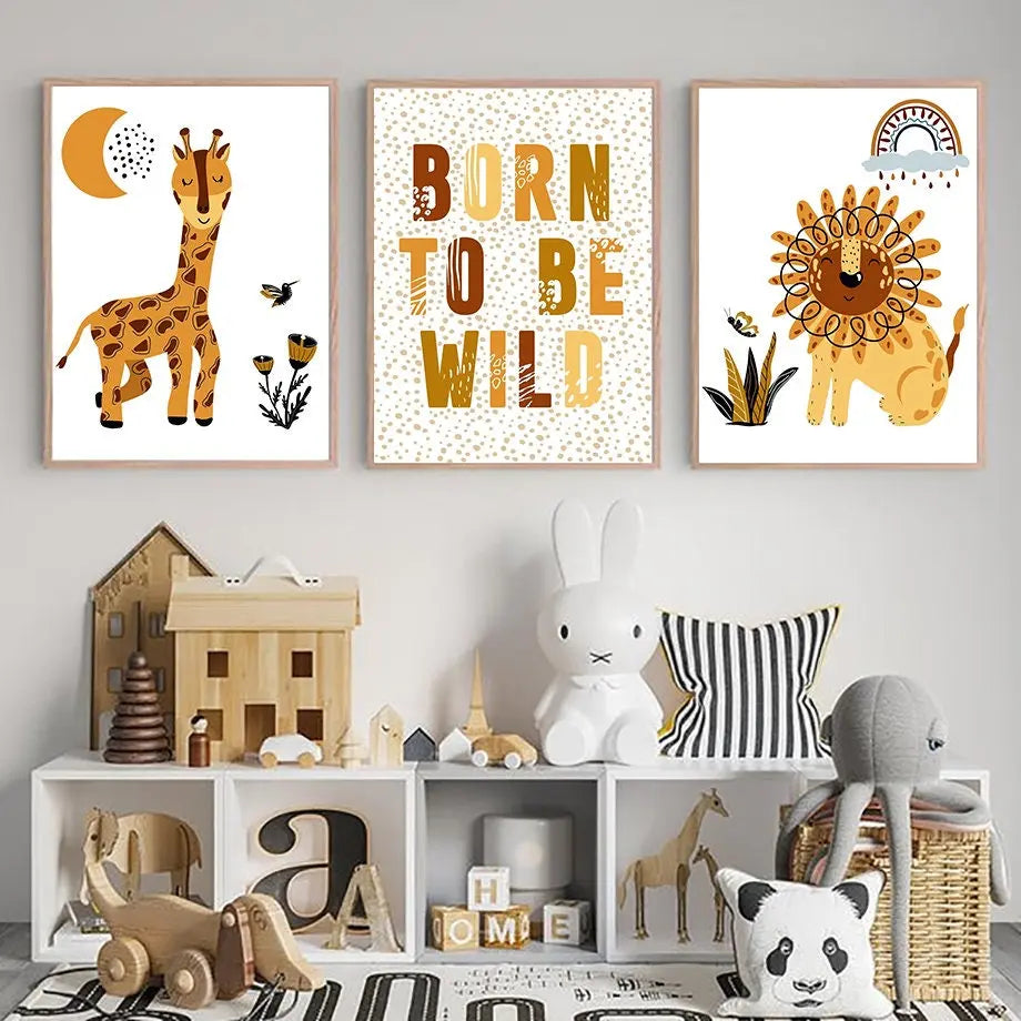 Poster Kinderzimmer Dschungel Born to be wild I Kinderzimmer Bilder I Wand Deko I Kunst Druck I Deko Print I ohne Rahmen-1