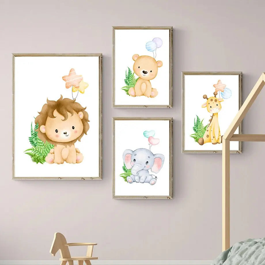 Poster Kinderzimmer Dschungel Tiere I Kinderzimmer Bilder I Wand Deko I Kunst Druck I Deko Print I ohne Rahmen-2