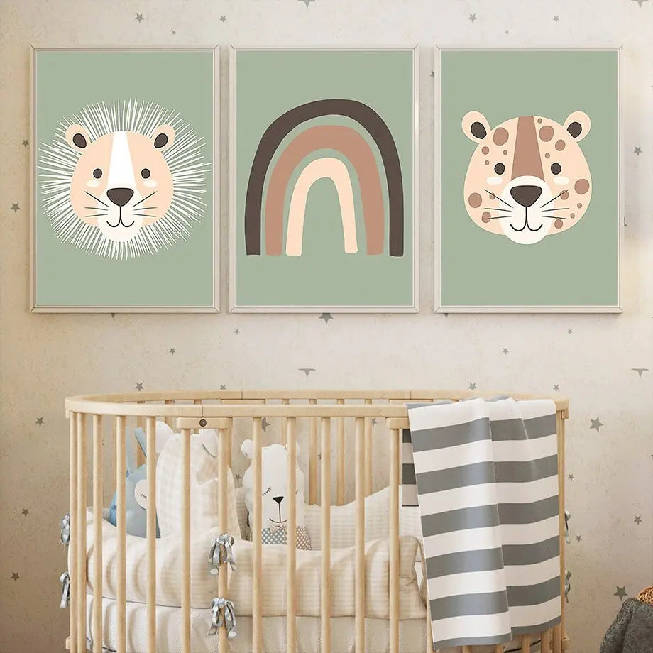 Poster Kinderzimmer Dschungel Tiere I Kinderzimmer Bilder I Wand Deko I Kunst Druck I Deko Print I ohne Rahmen-1