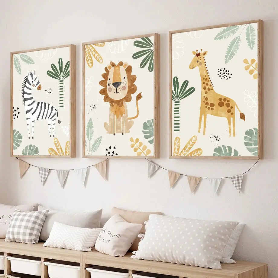 Poster Kinderzimmer Dschungel Tiere I Name Personalisiert I Kinderzimmer Bilder I Wand Deko I Kunst Druck I Deko Print I ohne Rahmen-1