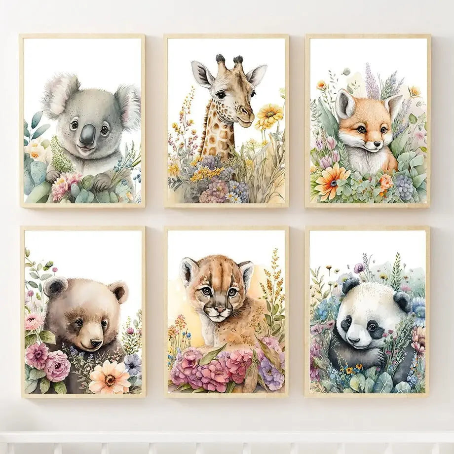 Poster Kinderzimmer Dschungel Wald Tiere I Kinderzimmer Bilder I Wand Deko I Kunst Druck I Deko Print I ohne Rahmen-0