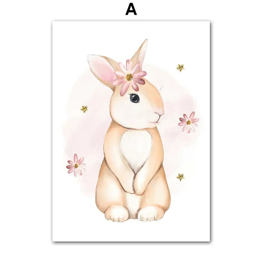 Poster Kinderzimmer Regenbogen Hase Name Personalisiert Rosa I Kinderzimmer Bilder I Wand Deko I Kunst Druck I Deko Print I ohne Rahmen-5