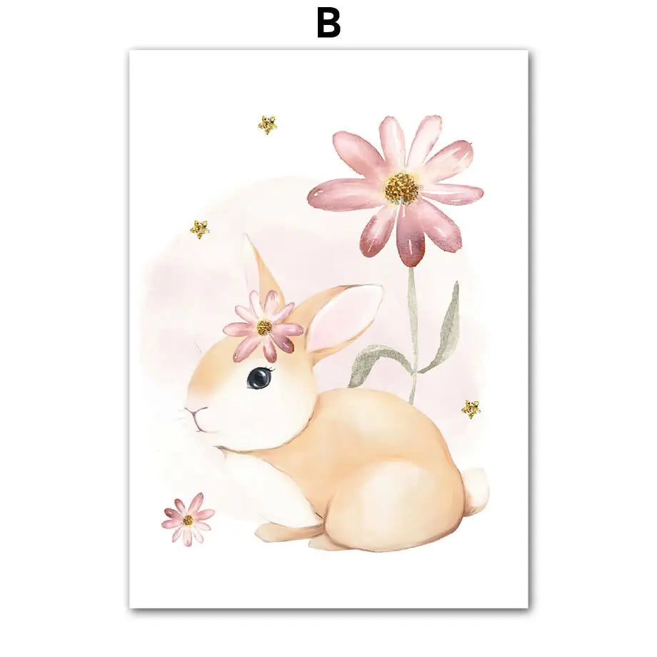 Poster Kinderzimmer Regenbogen Hase Name Personalisiert Rosa I Kinderzimmer Bilder I Wand Deko I Kunst Druck I Deko Print I ohne Rahmen-7