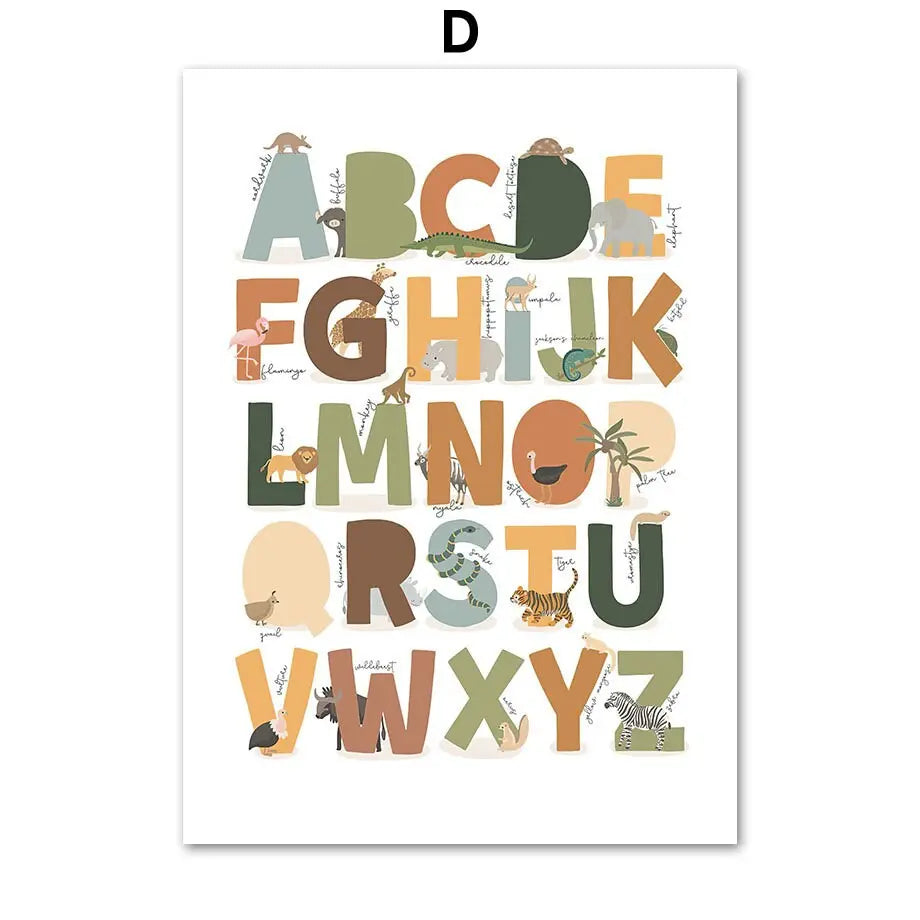 Poster Kinderzimmer Tier Dschungel Alphabet I Name Personalisiert I Kinderzimmer Bilder I Wand Deko I Kunst Druck I Deko Print I ohne Rahmen-6