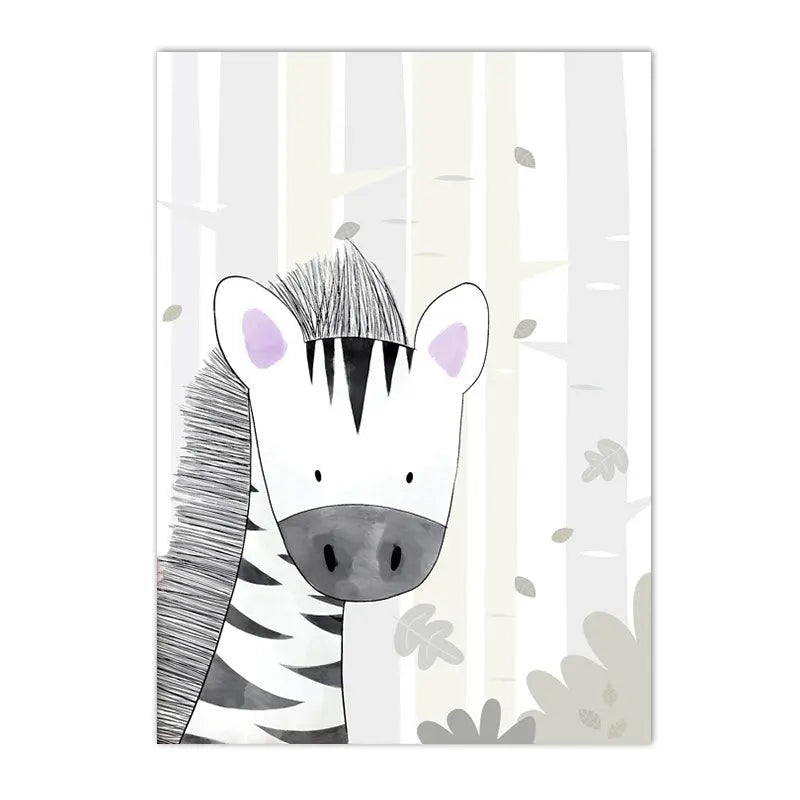 Poster Kinderzimmer Tiere Bilder Giraffe Löwe Zebra Affe Nilpferd als Deko Print ohne Rahmen-5