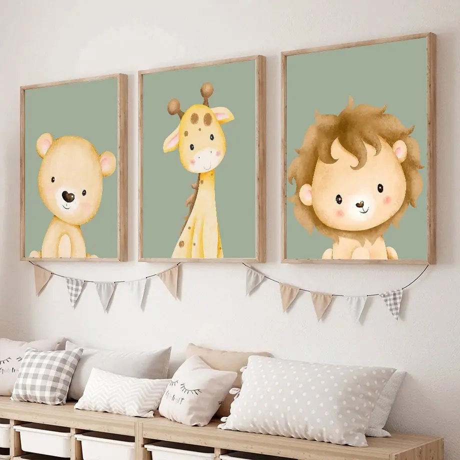 Poster Kinderzimmer Tiere Dschungel Wald I Name Personalisiert I Kinderzimmer Bilder I Wand Deko I Kunst Druck I Deko Print I ohne Rahmen-1