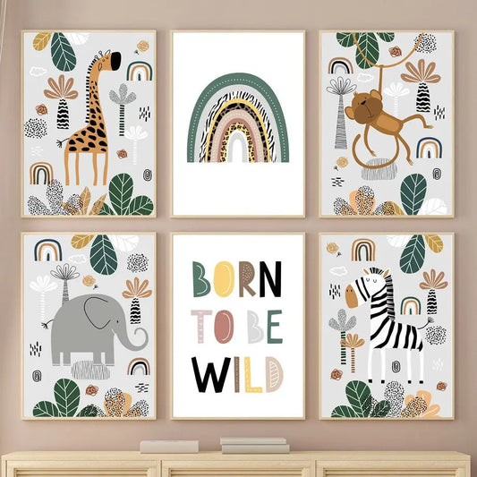 Poster Kinderzimmer Tiere Dschungel Wald I Name Personalisiert I Kinderzimmer Bilder I Wand Deko I Kunst Druck I Deko Print I ohne Rahmen-0