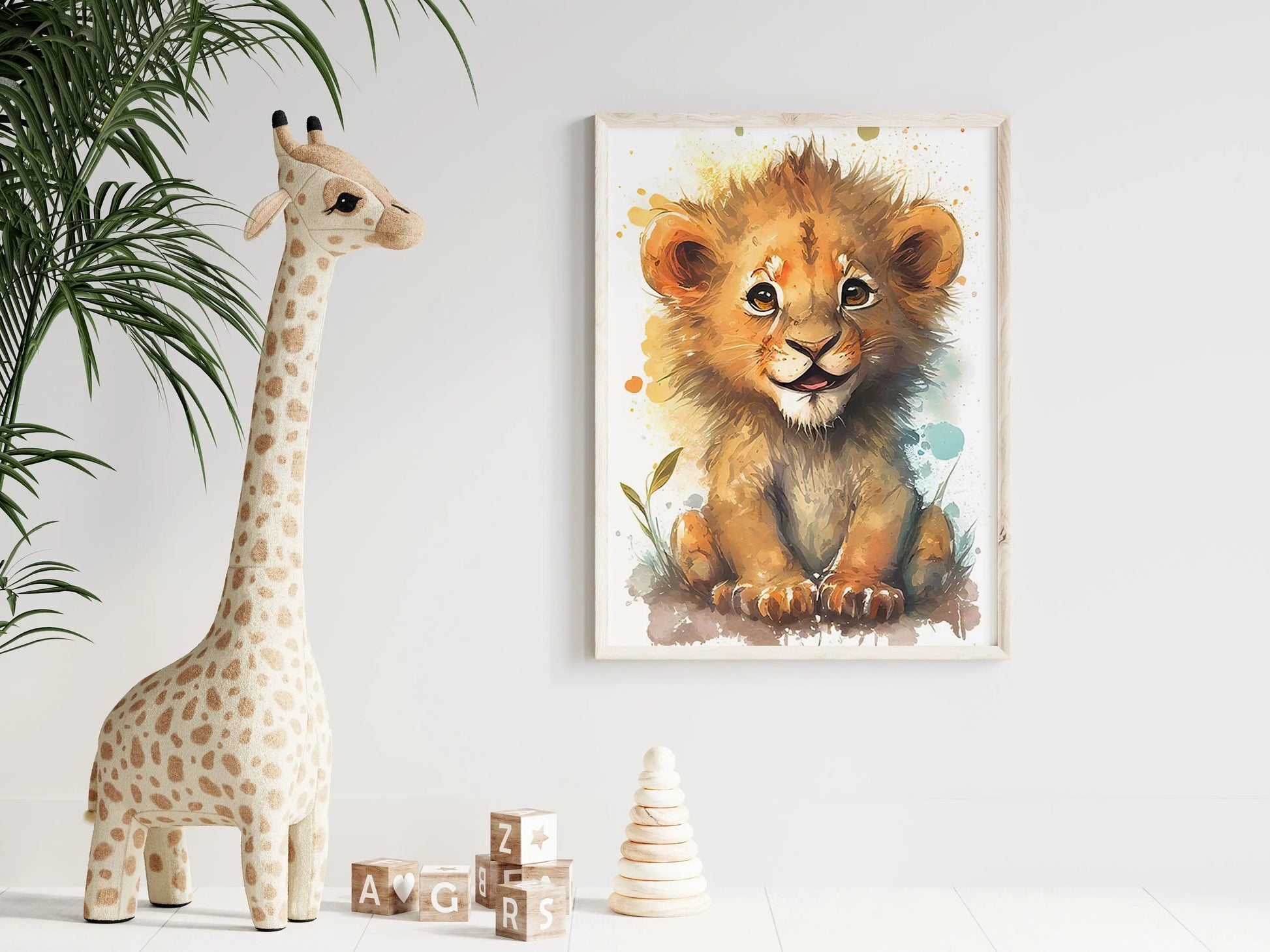 Poster Kinderzimmer Tiere Wald Dschungel Aquarell Löwe Elefant I Kinderzimmer Bilder I Wand Deko I Kunst Druck I Deko Print I ohne Rahmen-3