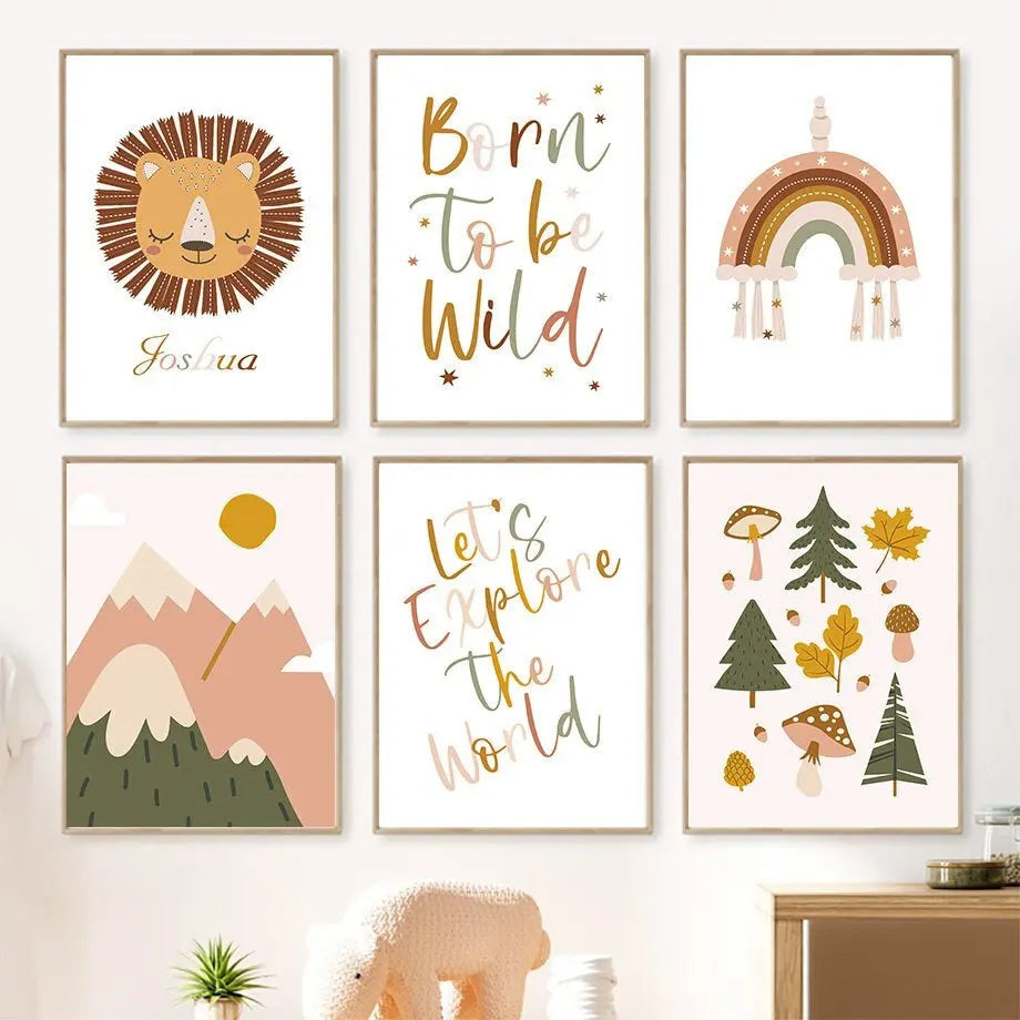 Poster Kinderzimmer Wald Berge Abenteuer I Name Personalisiert I Kinderzimmer Bilder I Wand Deko I Kunst Druck I Deko Print I ohne Rahmen-0