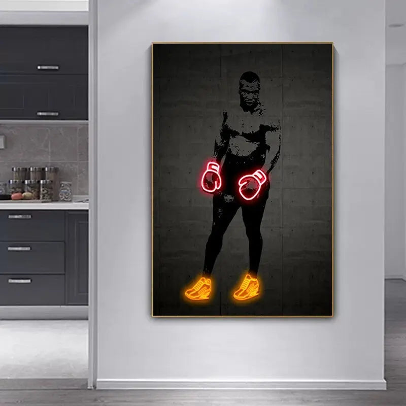 Poster Mike Tyson Neon Boxhandschuhe I Gym I Wohnzimmer Bilder I Trainingszimmer Bilder I Deko Print I ohne Rahmen-1