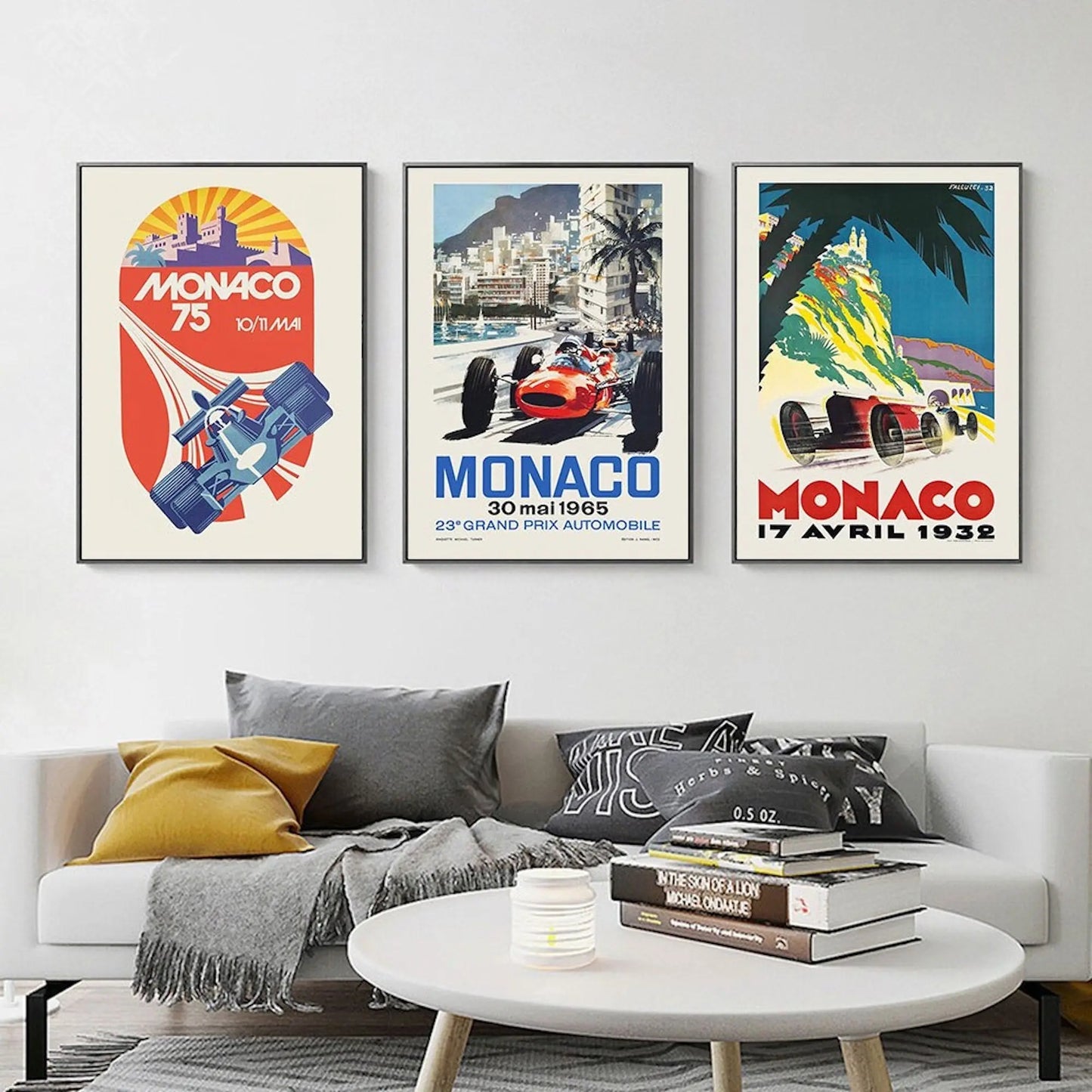 Poster Monaco Rennwagen Formel 1 Grand Prix | Bilder Wohnzimmer | Wandbilder Schlafzimmer | Deko Print ohne Rahmen | Bilder Set-1