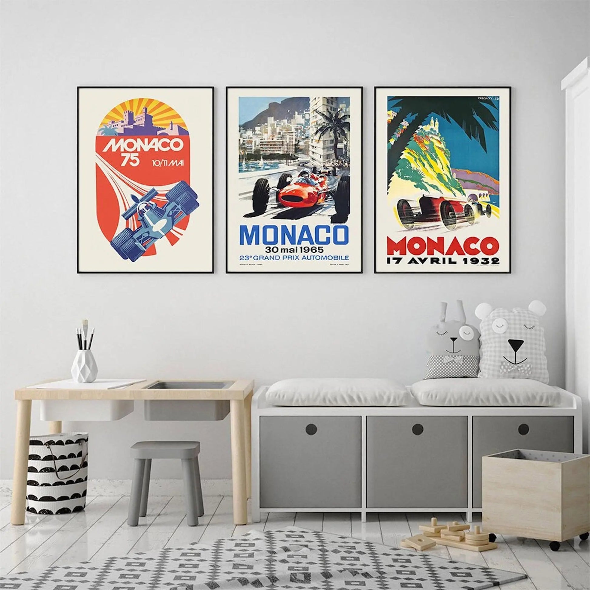 Poster Monaco Rennwagen Formel 1 Grand Prix | Bilder Wohnzimmer | Wandbilder Schlafzimmer | Deko Print ohne Rahmen | Bilder Set-2