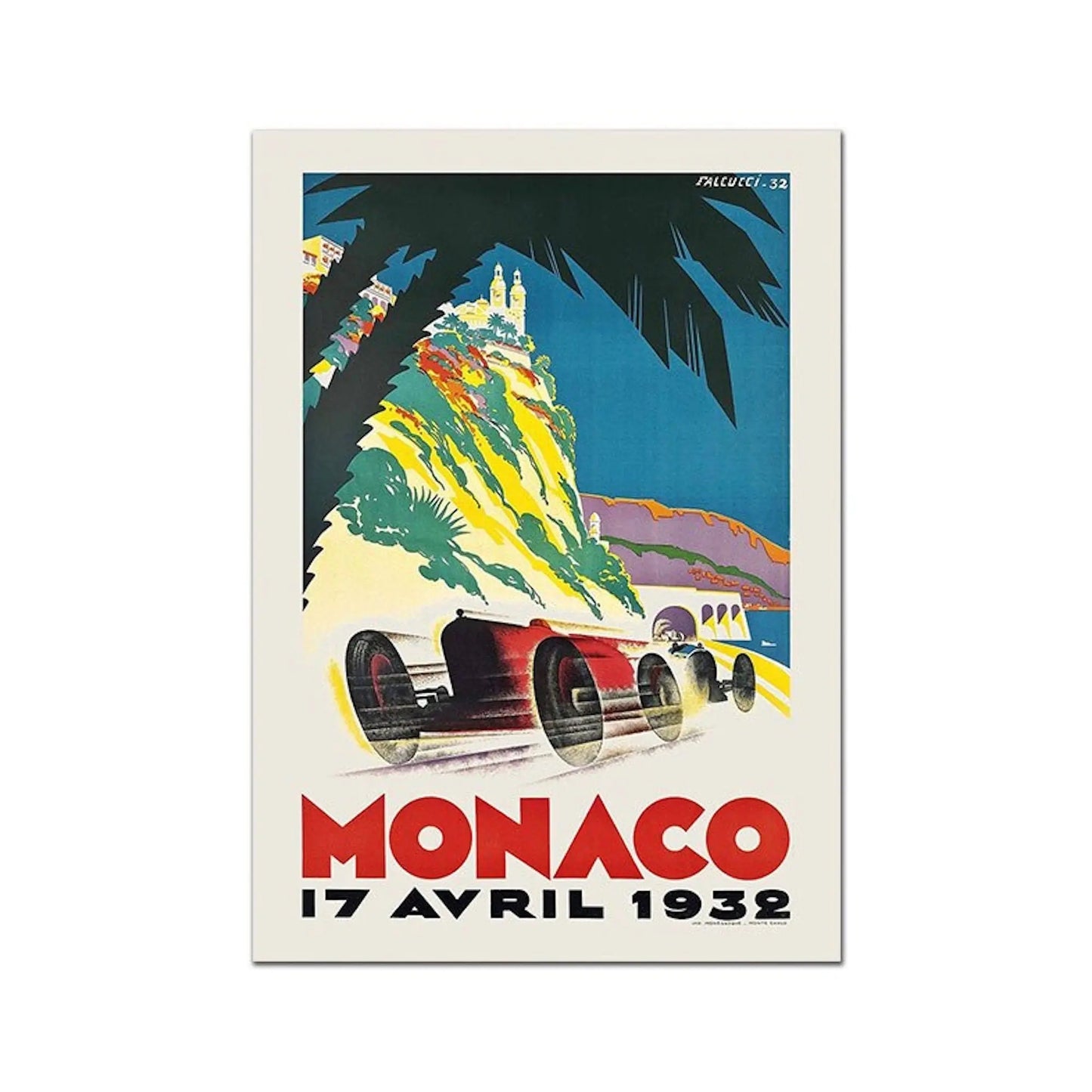 Poster Monaco Rennwagen Formel 1 Grand Prix | Bilder Wohnzimmer | Wandbilder Schlafzimmer | Deko Print ohne Rahmen | Bilder Set-4