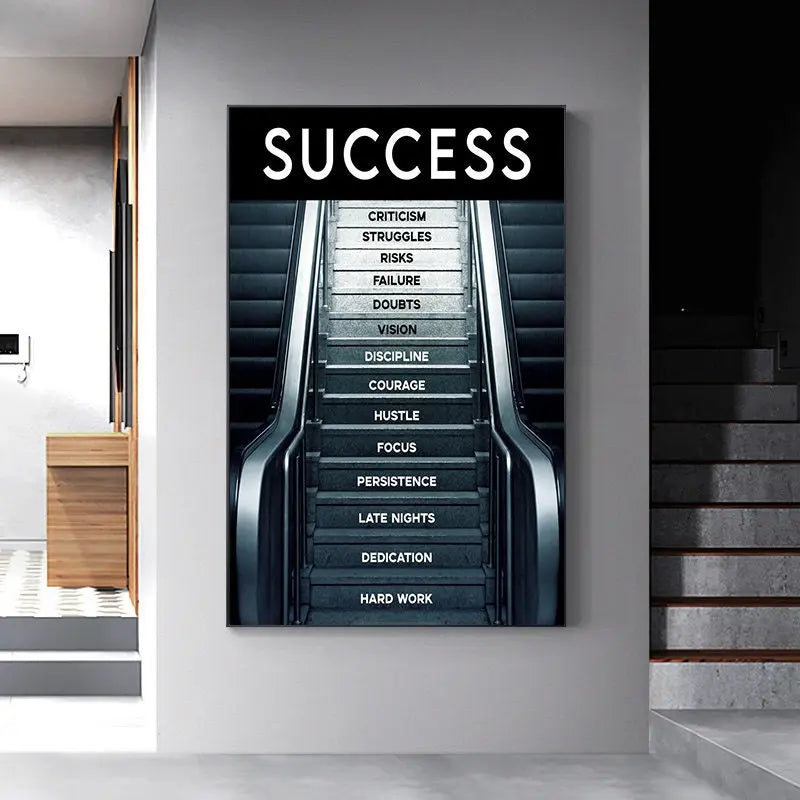 Poster Motivation Erfolg Treppe I Wandbilder Wohnzimmer & Schlafzimmer I Deko Print Bilder I ohne Rahmen-0