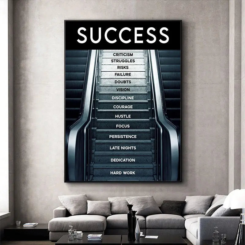 Poster Motivation Erfolg Treppe I Wandbilder Wohnzimmer & Schlafzimmer I Deko Print Bilder I ohne Rahmen-1