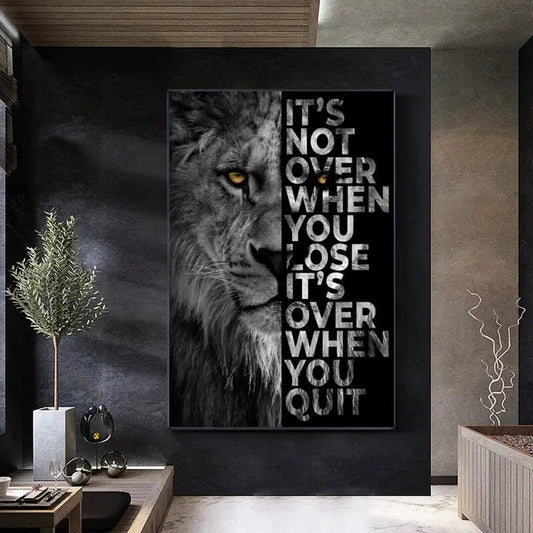 Poster Motivation Löwe Schwarz Grau I Wandbilder Wohnzimmer & Schlafzimmer I Deko Print Bilder I ohne Rahmen-0