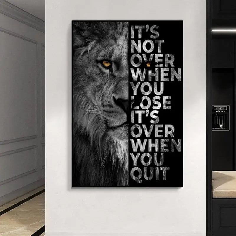 Poster Motivation Löwe Schwarz Grau I Wandbilder Wohnzimmer & Schlafzimmer I Deko Print Bilder I ohne Rahmen-2