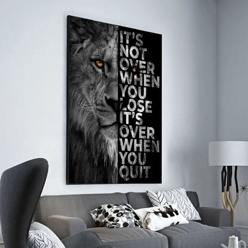 Poster Motivation Löwe Schwarz Grau I Wandbilder Wohnzimmer & Schlafzimmer I Deko Print Bilder I ohne Rahmen-3