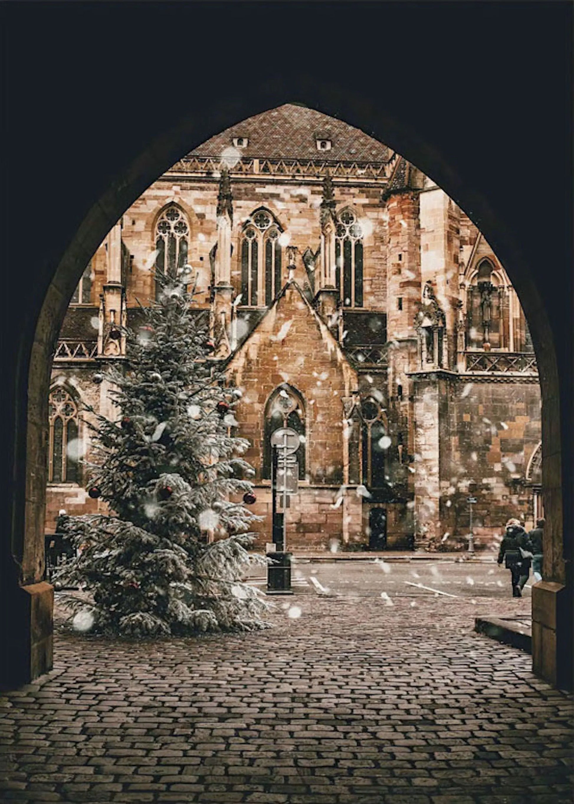 Poster New York Weihnachtsbaum Zimtplätzchen Kathedrale | Bilder Wohnzimmer | Wandbilder Schlafzimmer | Deko Print ohne Rahmen | Bilder Set-3