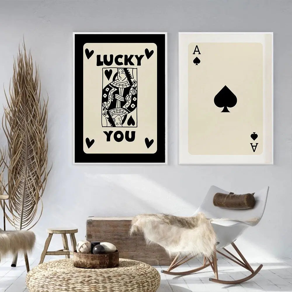 Poster Poker Ass Karte I Dame Karte I Glücks Karte I Deko Print ohne Rahmen-3