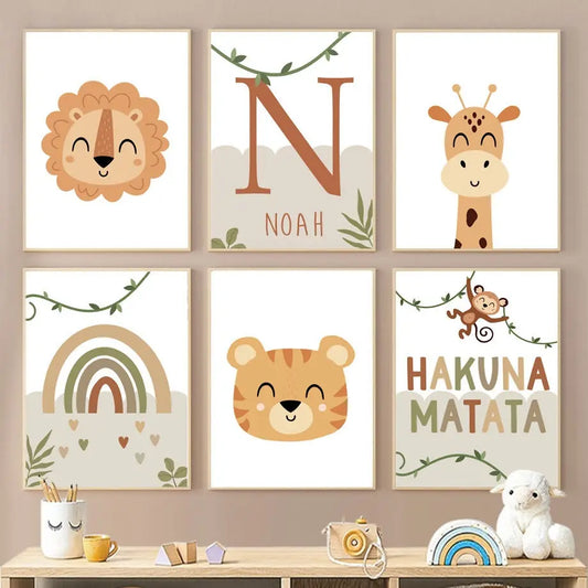 Poster Safari Hakuna Matata Löwe Personalisierter Name als Deko Print ohne Rahmen-0