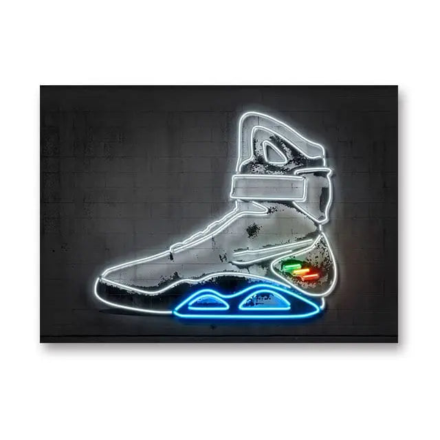 Poster Sneaker Basketballschuhe Neon leuchtend als Deko Print ohne Rahmen-6