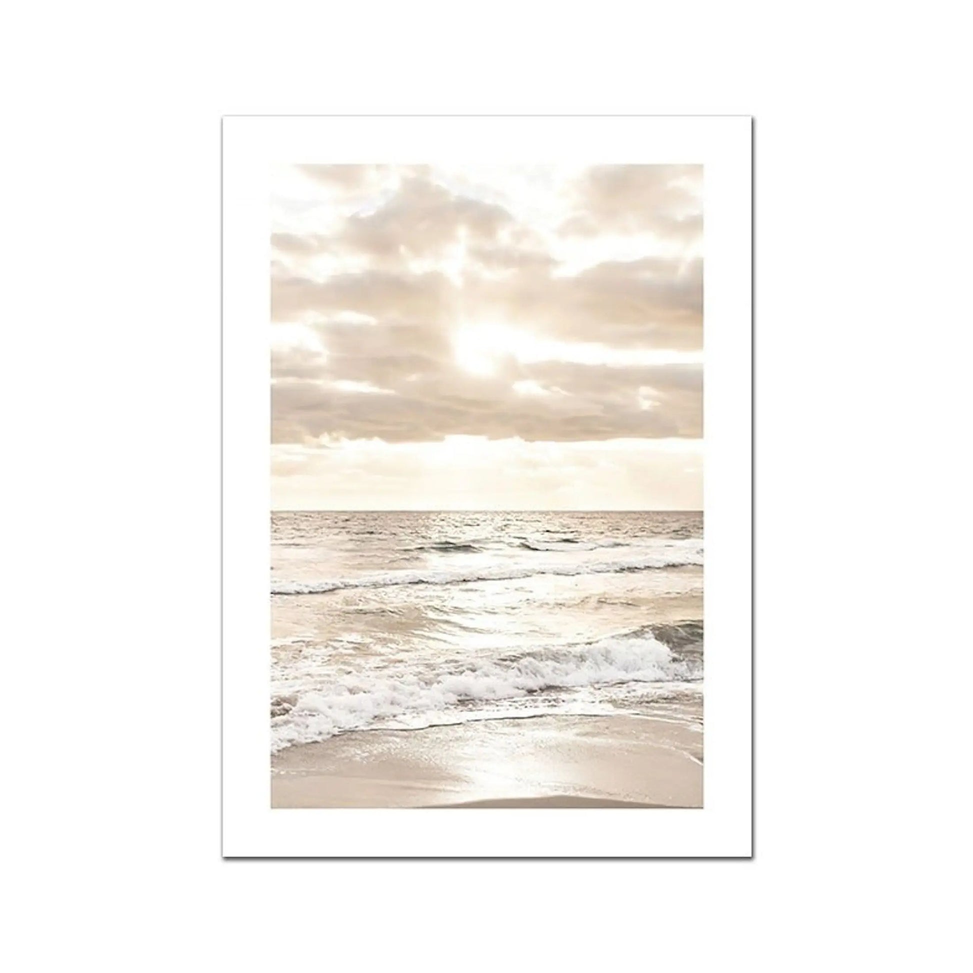 Poster Sonnenaufgang am Strand Muscheln und Pampas Gras als Deko Print ohne Rahmen-3