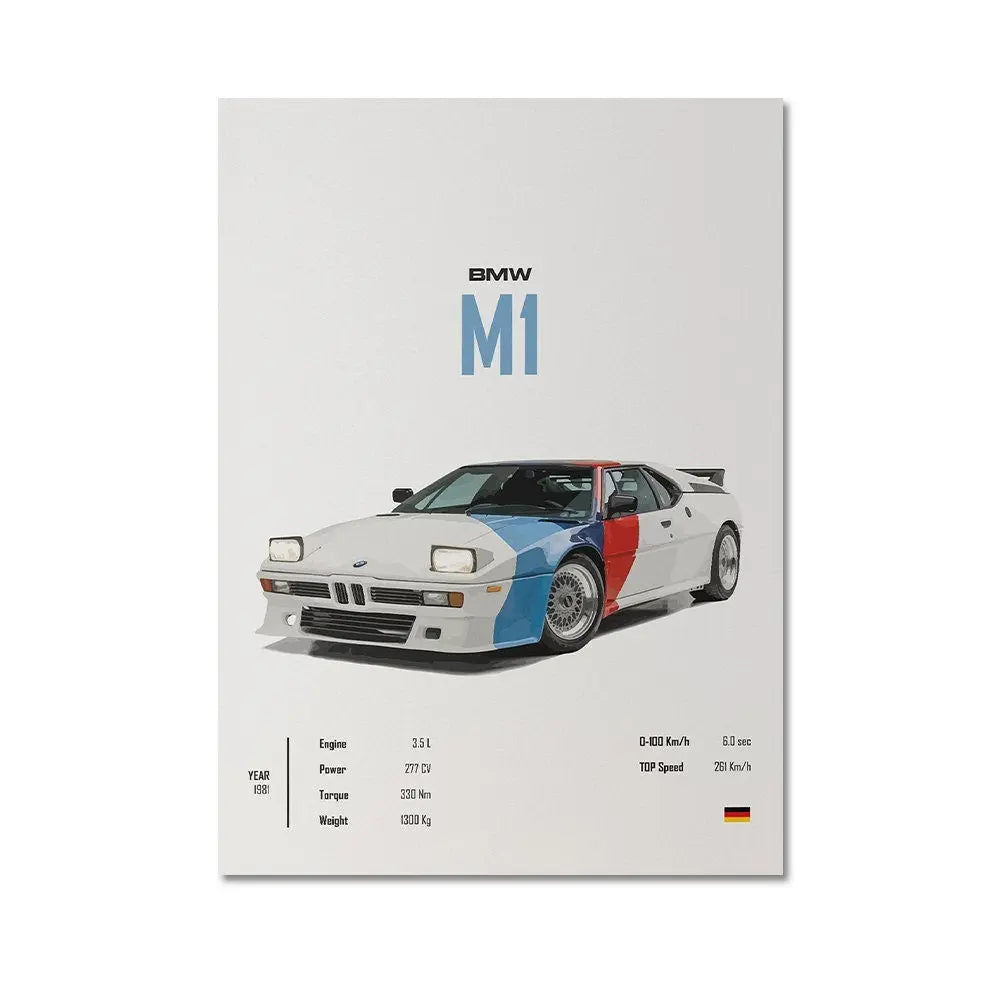 Poster Sportwagen AUDI BMW PORSCHE Mclaren Klassiker Legenden I Geschenk für ihn I Wohnzimmmer & Büro I Wand Deko I Print ohne Rahmen-9