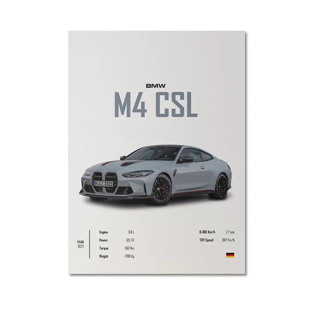 Poster Sportwagen  BMW LOTUS SUBARU Klassiker Legenden I Geschenk für ihn I Wohnzimmmer & Büro I Wand Deko I Print ohne Rahmen-6