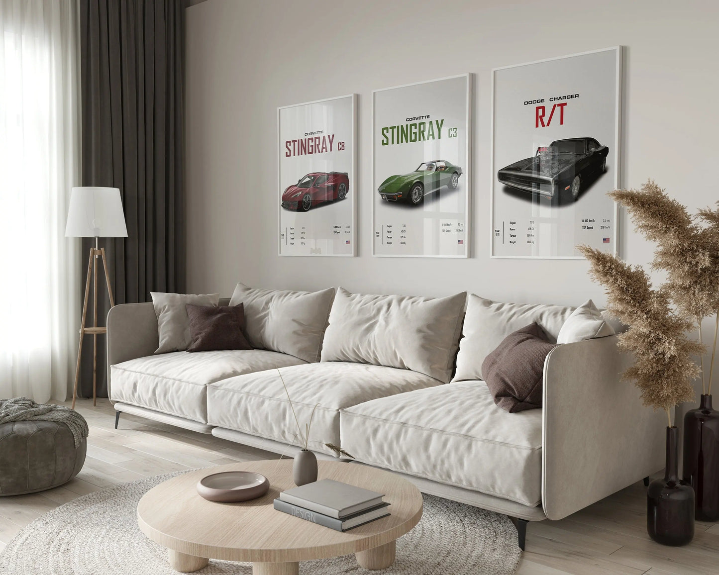 Poster Sportwagen CORVETTE Stingray C8 C3 DODGE CHARGER RTSportauto I Geschenk für ihn I Wohnzimmmer & Büro I Wand Deko I Print ohne Rahmen-2