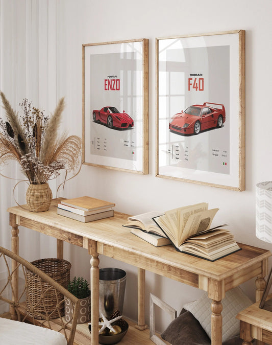 Poster Sportwagen FERRARI ENZO F40 Klassiker Legenden I Geschenk für ihn I Wohnzimmmer & Büro I Wand Deko I Print ohne Rahmen-0