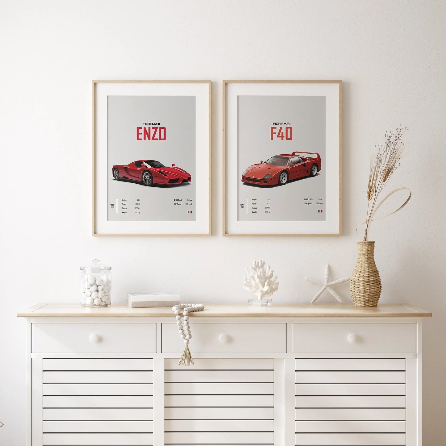 Poster Sportwagen FERRARI ENZO F40 Klassiker Legenden I Geschenk für ihn I Wohnzimmmer & Büro I Wand Deko I Print ohne Rahmen-1