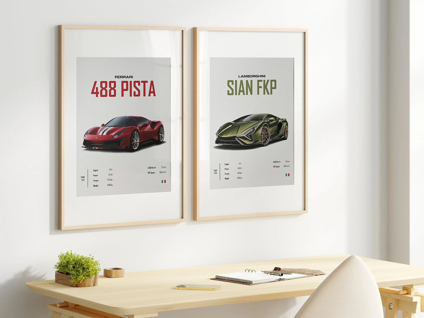 Poster Sportwagen FERRARI LAMBORGHINI MCLAREN Klassiker Legenden I Geschenk für ihn I Wohnzimmmer & Büro I Wand Deko I Print ohne Rahmen-1