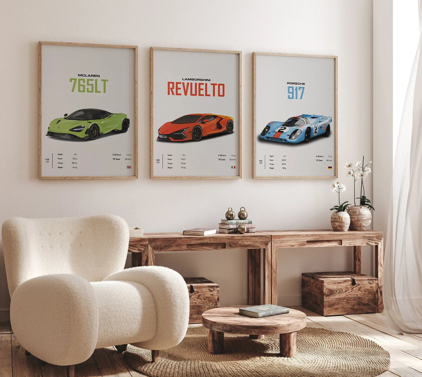 Poster Sportwagen Mclaren Lamborghini Porsche Klassiker Legenden  I Geschenk für ihn I Wohnzimmmer & Büro I Wand Deko I Print ohne Rahmen-1