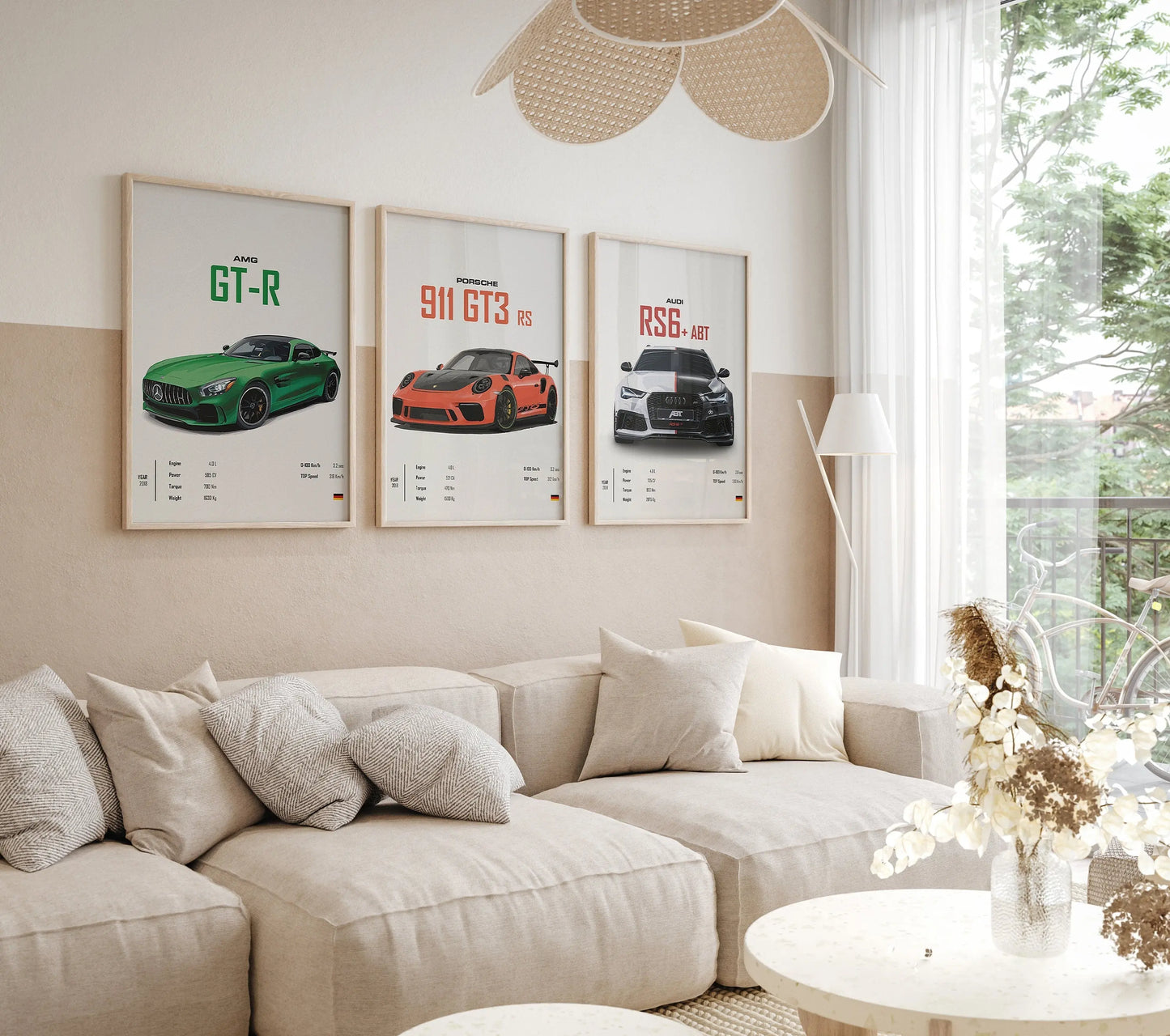 Poster Sportwagen PORSCHE 911 AUDI Rs MERCEDES Amg Gtr  Super Sport Auto I Geschenk für ihn I Wohnzimmmer Büro I Wand Deko PrintIohne Rahmen-1