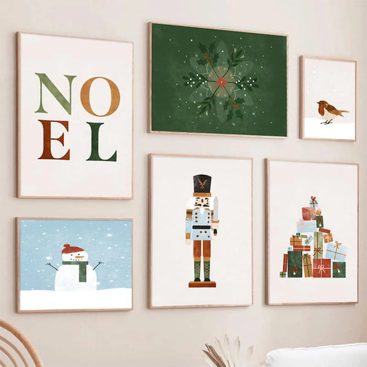 Poster Weihnachten Nussknacker Geschenke  I Wohnkultur| Bilder Wohnzimmer | Wandbilder Schlafzimmer | Deko Print ohne Rahmen | Bilder Set-0