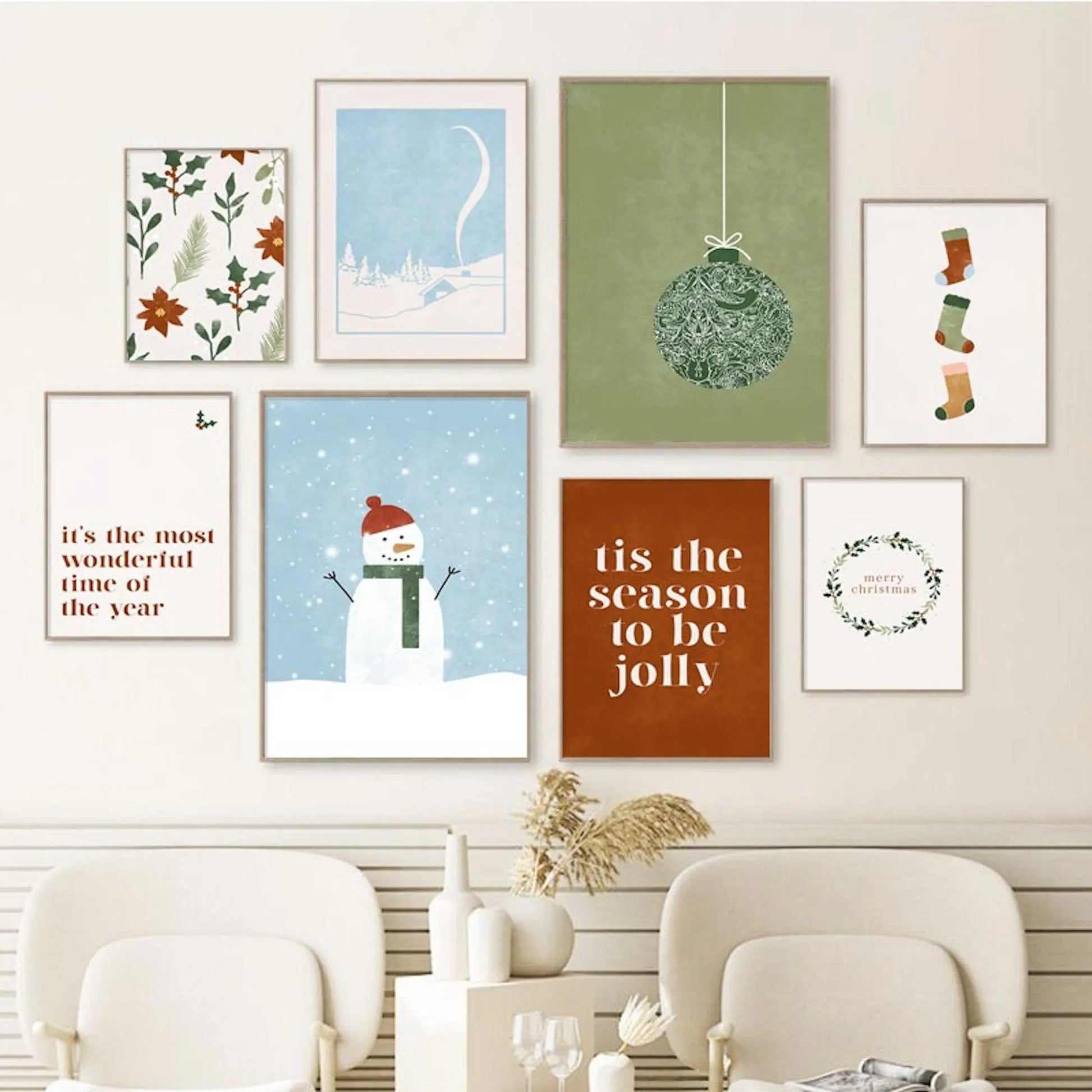 Poster Weihnachtskugel Schneemann Spruch I Wohnkultur| Bilder Wohnzimmer | Wandbilder Schlafzimmer | Deko Print ohne Rahmen | Bilder Set-0