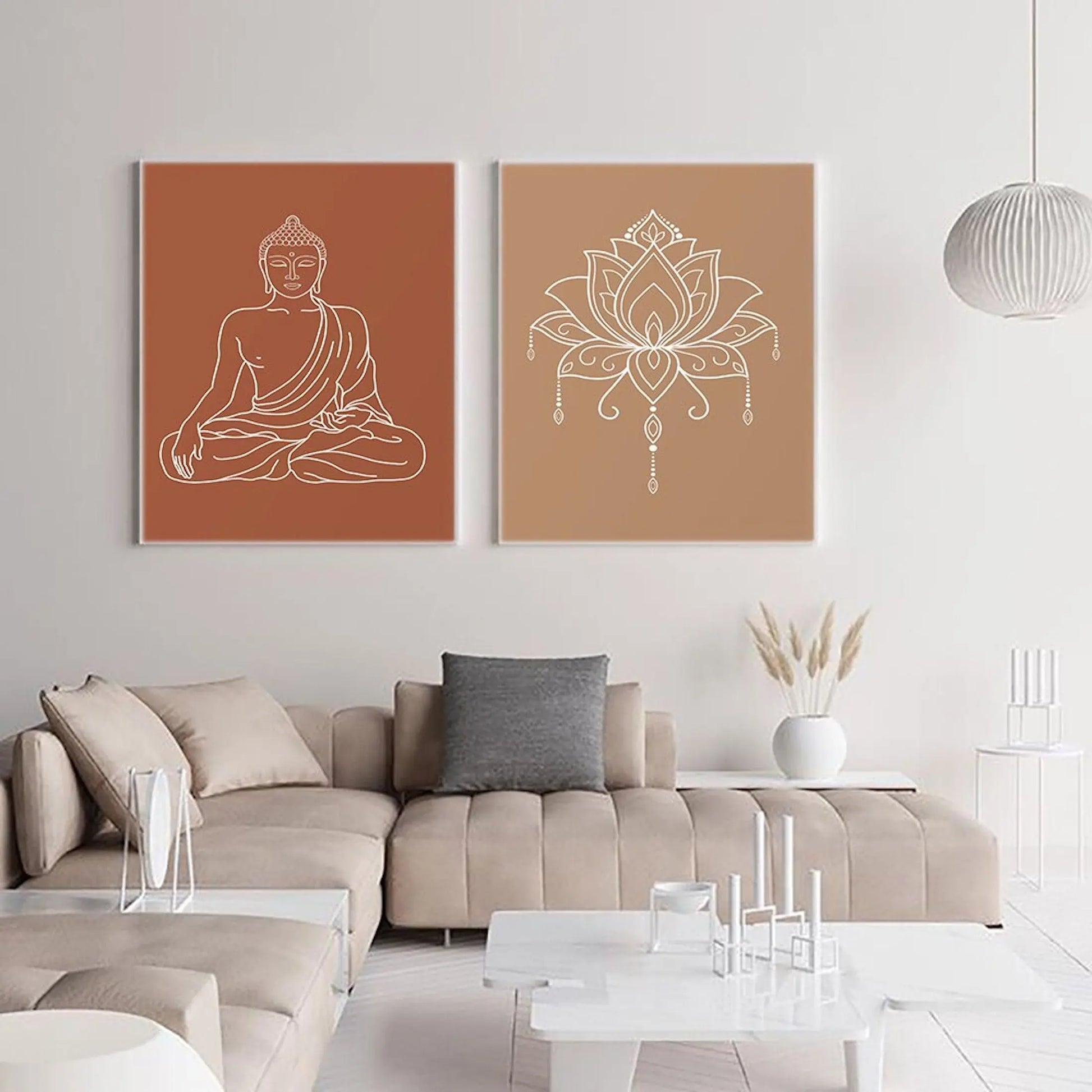 Poster Yoga Mandala Lotus Blume und Hand Fatima als Deko Print ohne Rahmen-0