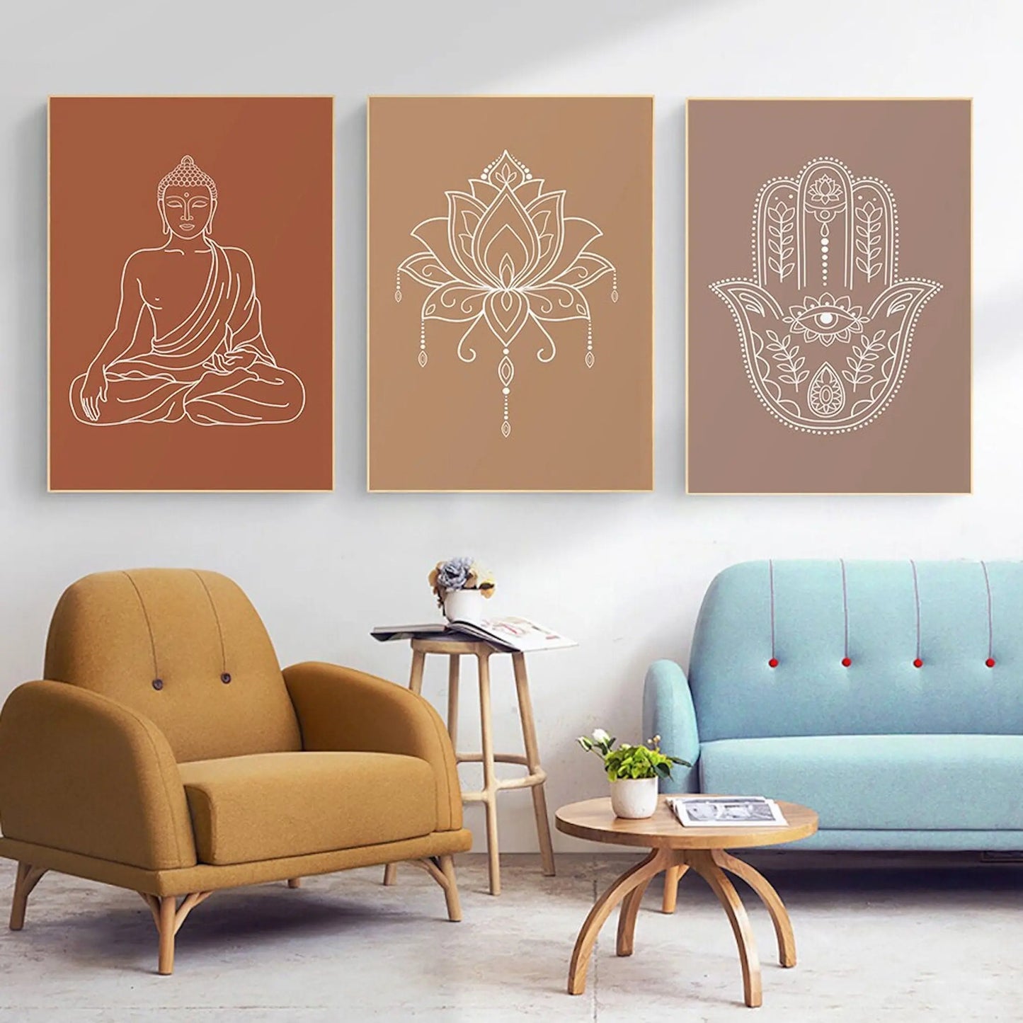 Poster Yoga Mandala Lotus Blume und Hand Fatima als Deko Print ohne Rahmen-1