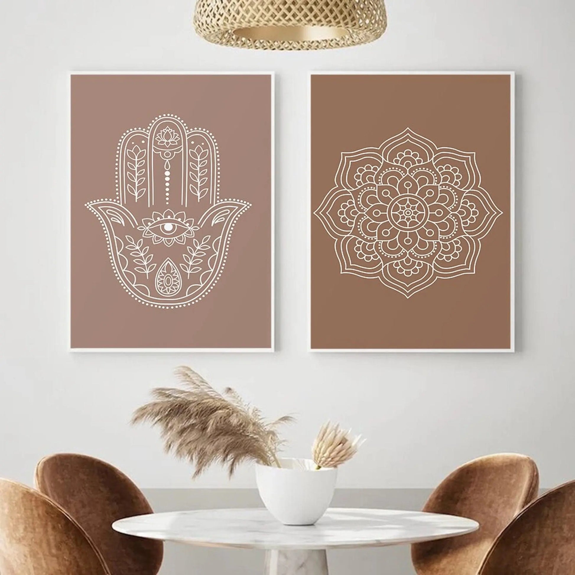 Poster Yoga Mandala Lotus Blume und Hand Fatima als Deko Print ohne Rahmen-2