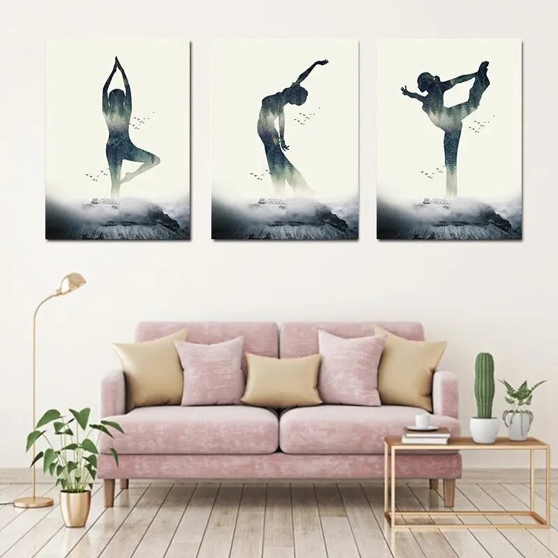 Poster Yoga Profi Stellungen I Fitness Dekoration I Bilder Set I Deko Print ohne Rahmen-2