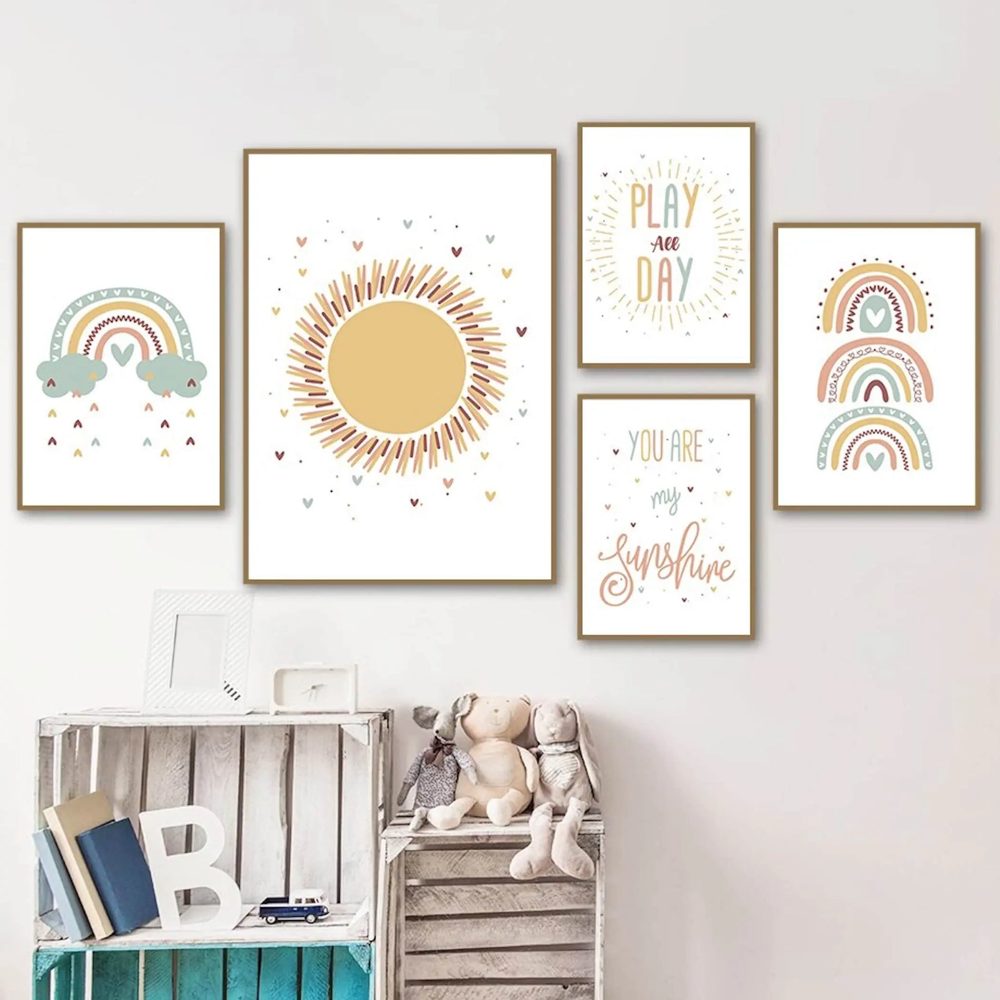 Poster für Kinderzimmer mit Sonne und Regenbogen als Deko Print ohne Rahmen-0