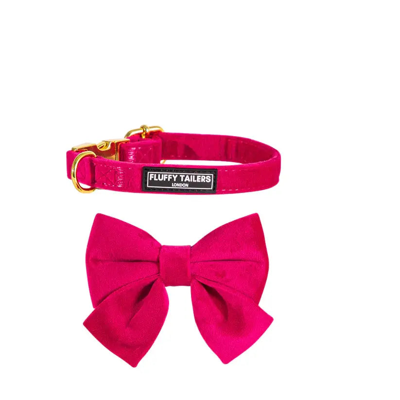 Pretty in Pink Collection- Dog Harness, Collar, Bow Tie, Lead and Poop Bag Holder by Fluffy Tailers - Memoriex