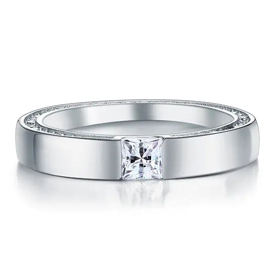 Princess Cut Created Diamond Solid Sterling 925 Silver Ring XFR8074-3