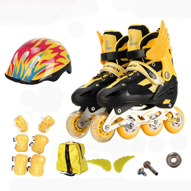 Pu Single Wheel Adjustable Children's Roller Skates - Memoriex 